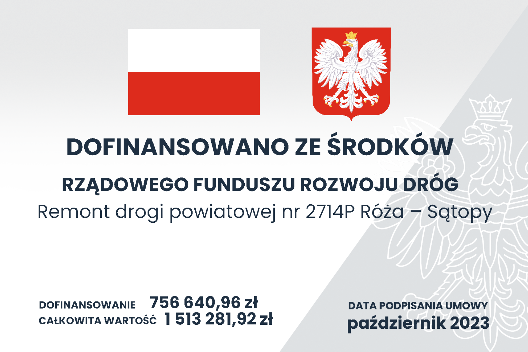 Ilustracja do informacji: Remont drogi powiatowej nr 2714P Róża – Sątopy